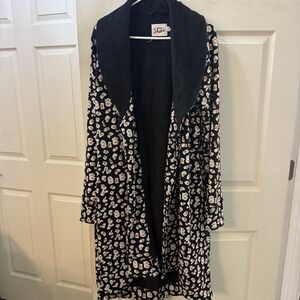 UGG Cardigan Animal Print Open Duster Coat Long With Collar Pockets S No Belt